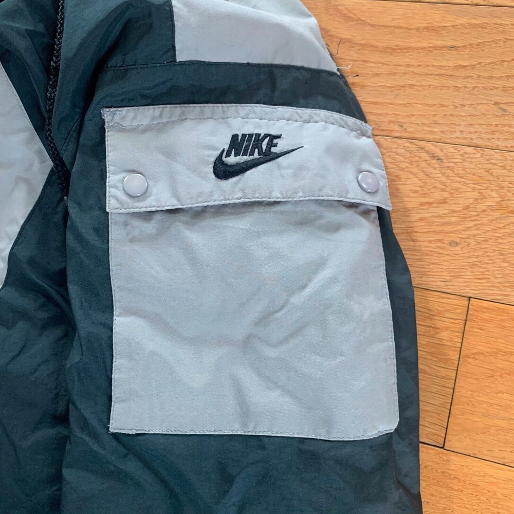 Vintage 90's Nike Long‎ Trench Parka Jacket Coat Mens L Light Brown Black - Picture 7 of 11